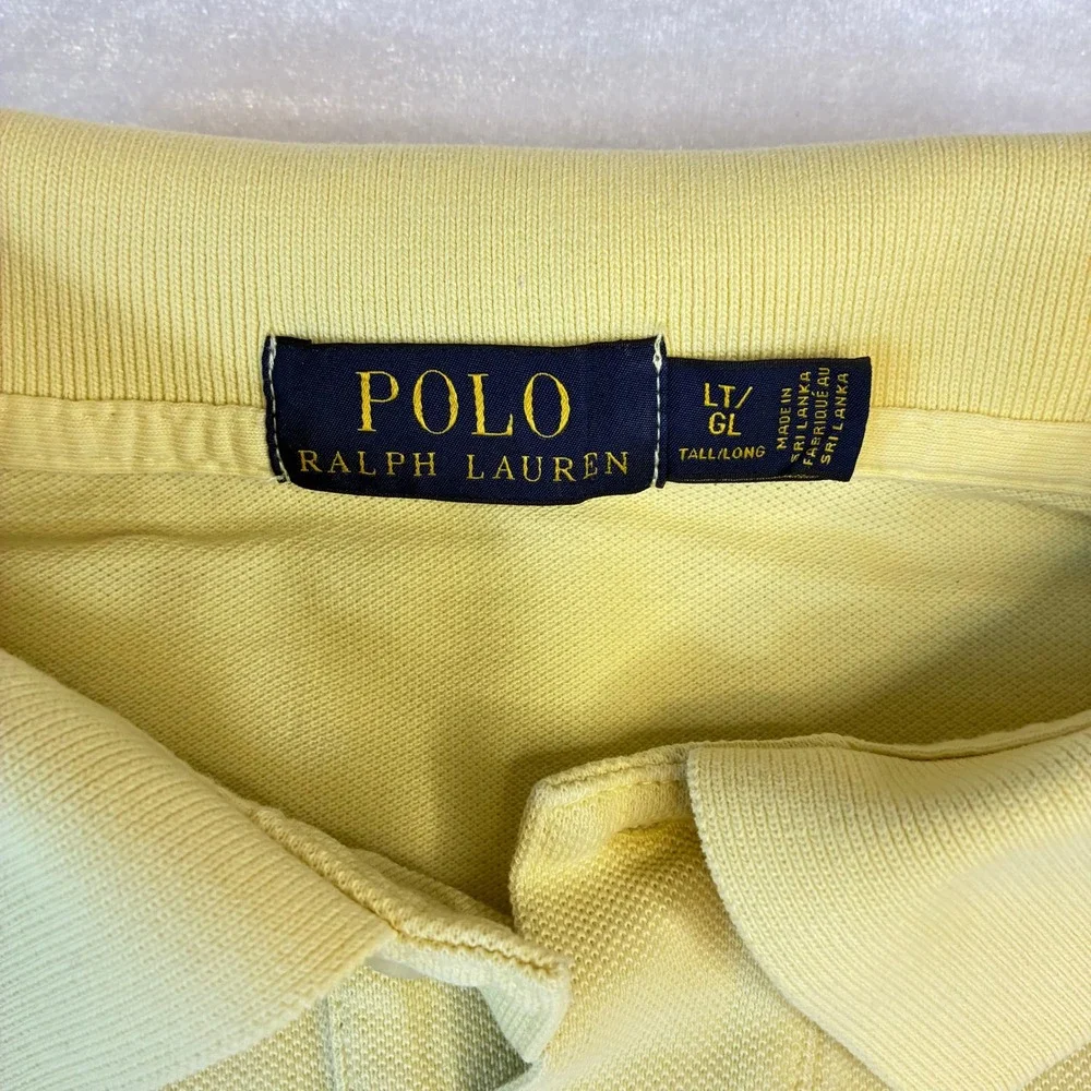 Polo Ralph Lauren Mens Yellow Tall Long Sleeve Polo Shirt Classic Fit LT GL‎